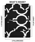 Utopia Bedding Printed Bed Sheet Set Queen - Brushed Velvety Microfiber - Luxurious, Comfortable, Breathable, Soft and Extremely Durable - Wrinkle, Fade and Stain Resistant - Hotel Quality (Black)