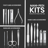 Utopia Care, Manicure Kit for Women and Men, Manicure Set with Nail Clippers, Nail Kit Includes Fingernail, Toenail Clippers,16Pcs Pedicure Kit Stocking Stuffers with Travel Case, Silver