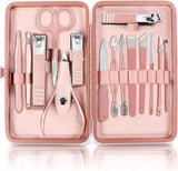 Utopia Care - Manicure Kit for Women and Men, Manicure Set with Nail Clippers or Nail Kit Includes Fingernail & Toenail Clippers,16Pcs Pedicure Kit Stocking Stuffers with Travel Case - Pink