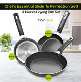 Utopia Kitchen Nonstick Cookware 3 Piece Omelette Pan Skillet Set, Nonstick Frying Pans with Induction Bottom, 8, 9.5 & 11 Inches Frying Pans with Bakelite Handles, PFOA Free, Grey