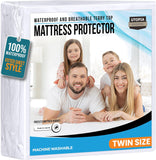 Utopia Bedding Mattress Protector Waterproof, Premium 200 GSM Terry Mattress Cover, Soft & Breathable Bed Cover, Fitted Sheet Style Stretchable Deep Pockets 15"