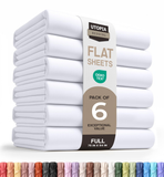 Utopia Bedding Flat Sheets - Pack of 6 - Soft Brushed Microfiber Fabric - Shrinkage & Fade Resistant Top Sheets - Easy Care (Full, White).