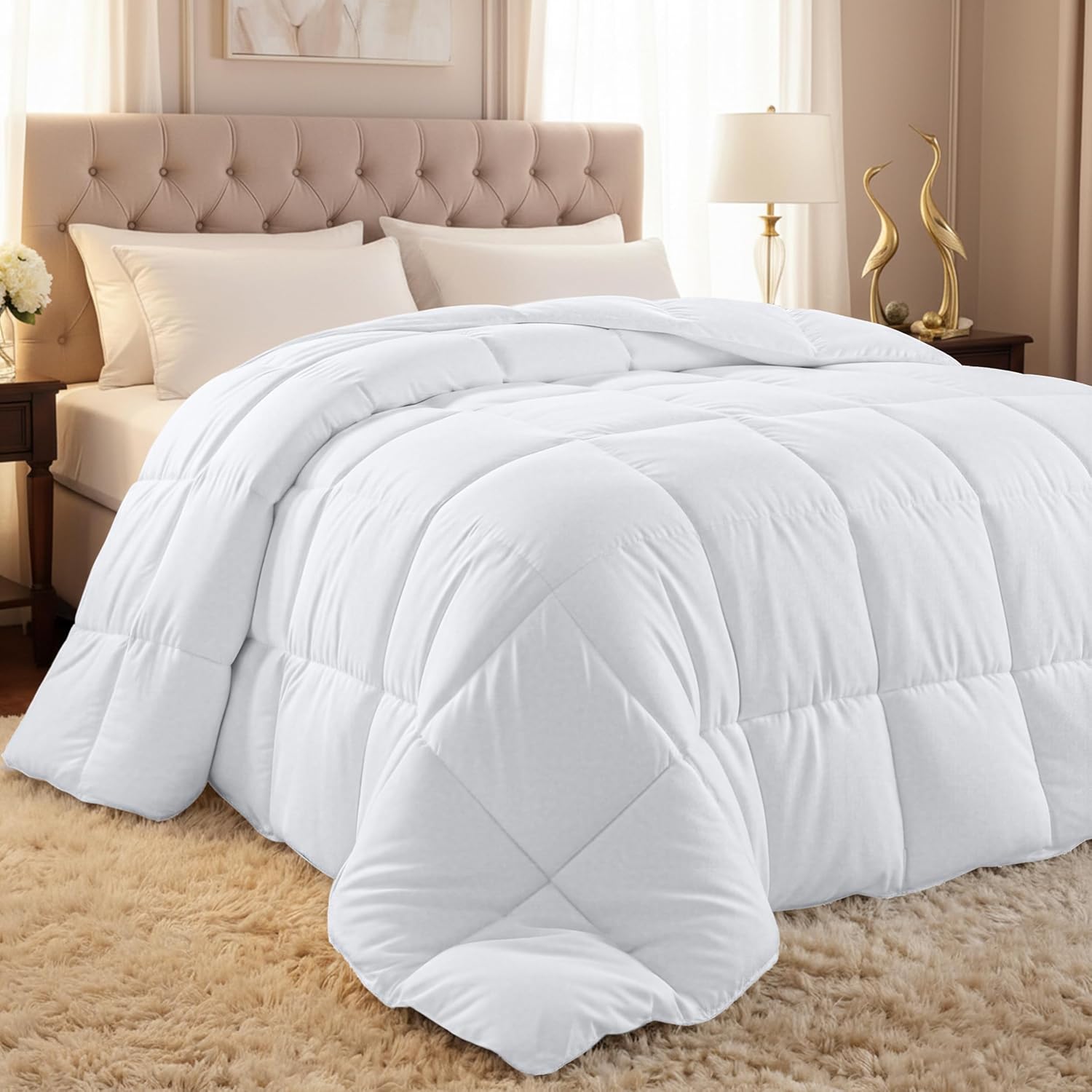 Utopia Bedding Twin Comforter Duvet Insert, Quilted White Comforter with Corner Tabs, Box Stitched Down Alternative Comforters Twin Size 64 x 88 inches