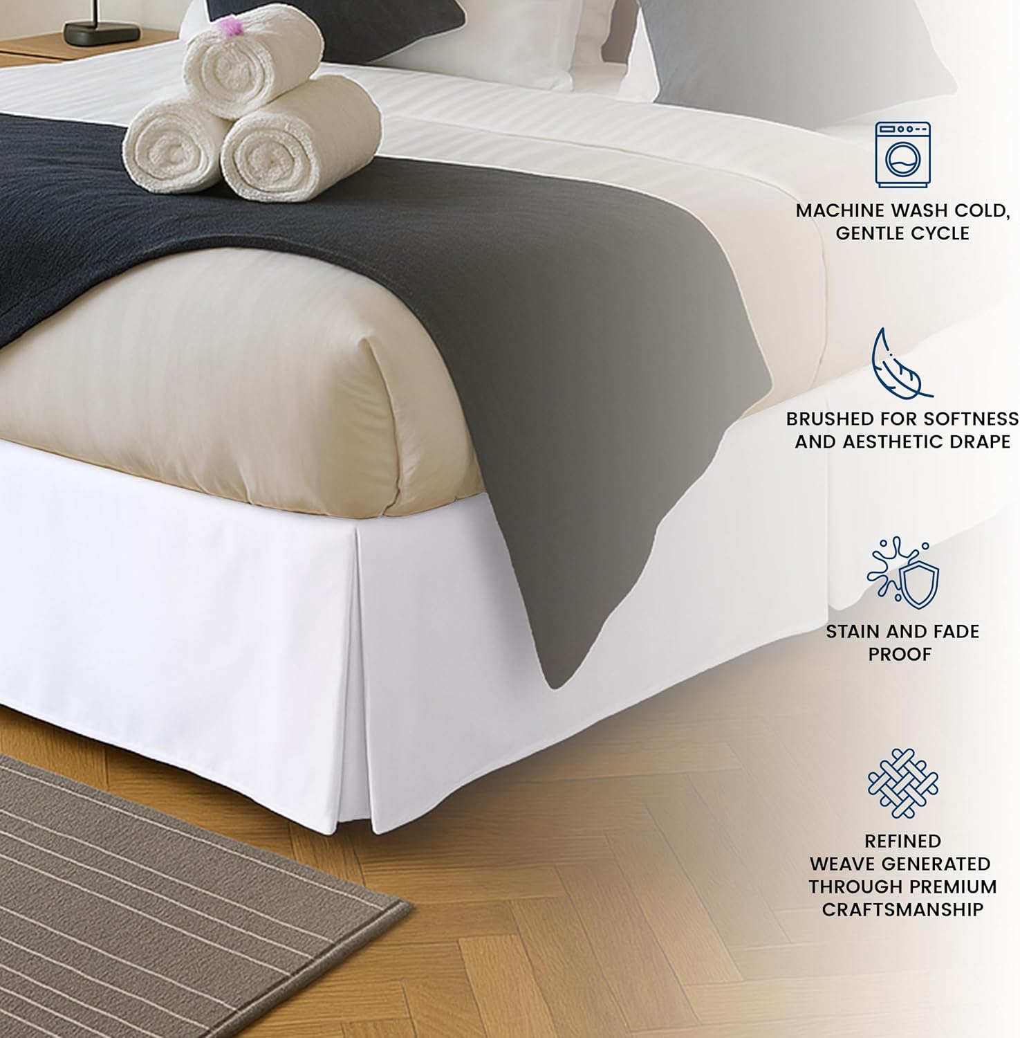 Utopia Bedding King Bed Skirt - Soft Quadruple Pleated Ruffle - Easy Fit with 16 Inch Tailored Drop - Hotel Quality, Shrinkage and Fade Resistant (King, White)