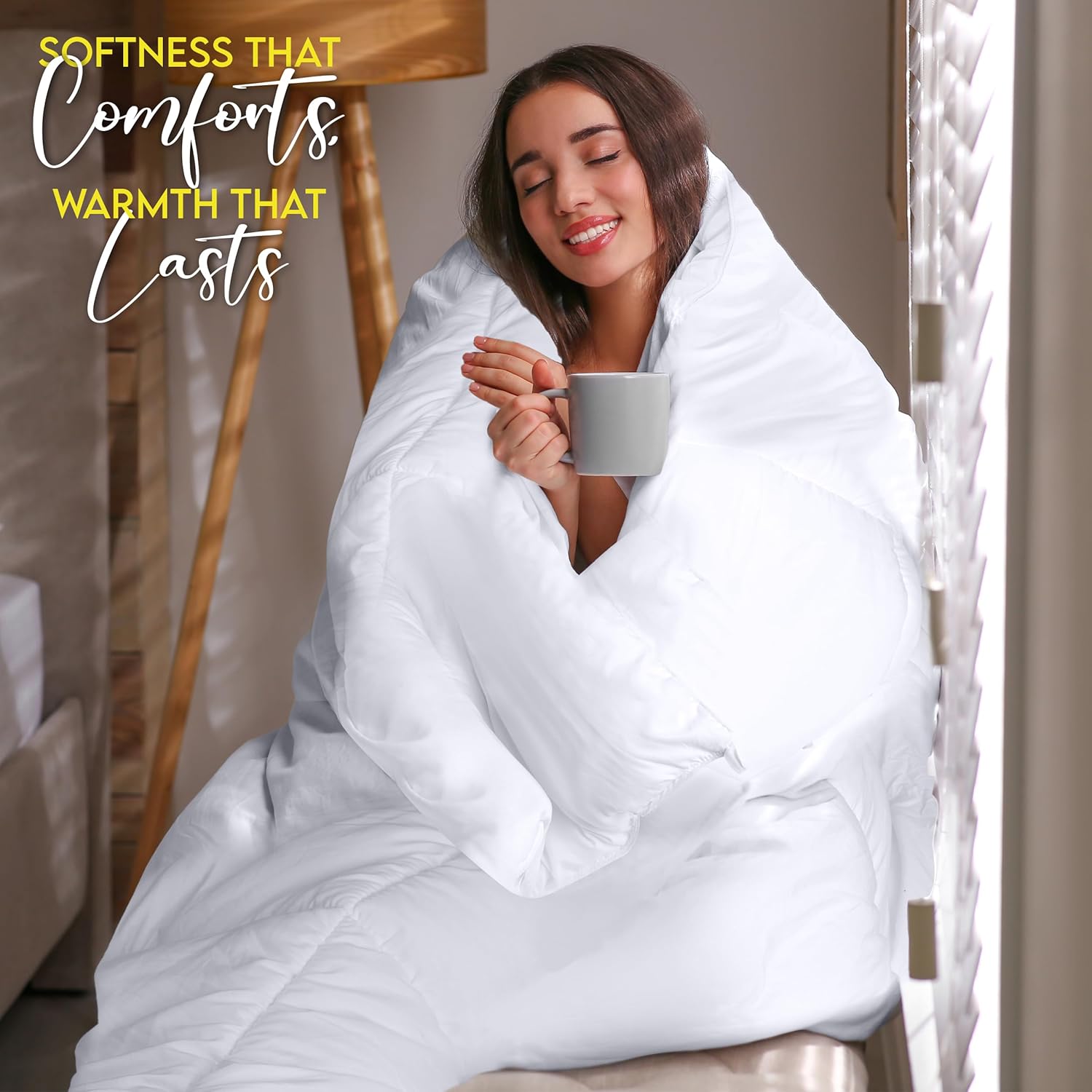 Utopia Bedding Twin Comforter Duvet Insert, Quilted White Comforter with Corner Tabs, Box Stitched Down Alternative Comforters Twin Size 64 x 88 inches