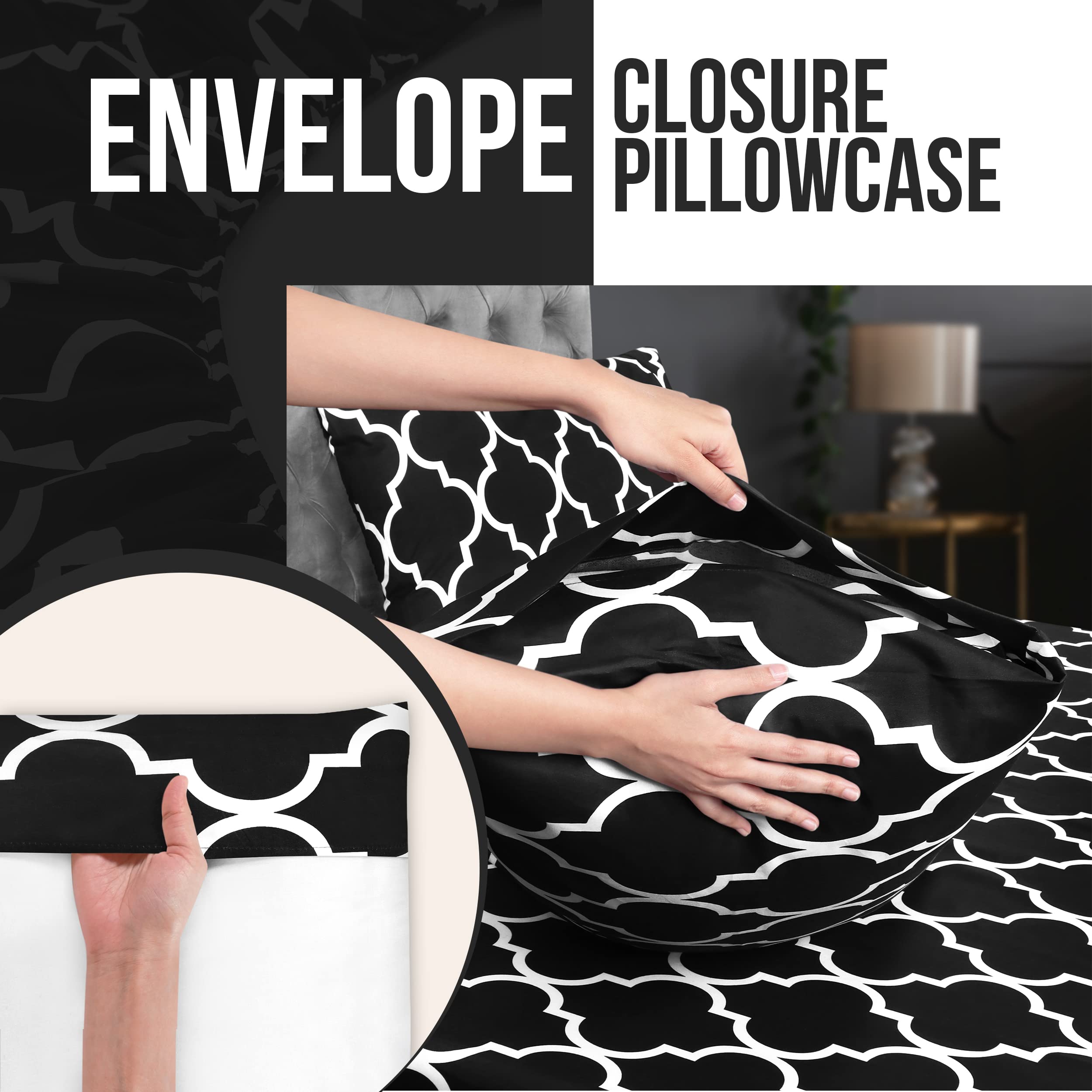 Utopia Bedding Printed Bed Sheet Set Queen - Brushed Velvety Microfiber - Luxurious, Comfortable, Breathable, Soft and Extremely Durable - Wrinkle, Fade and Stain Resistant - Hotel Quality (Black)