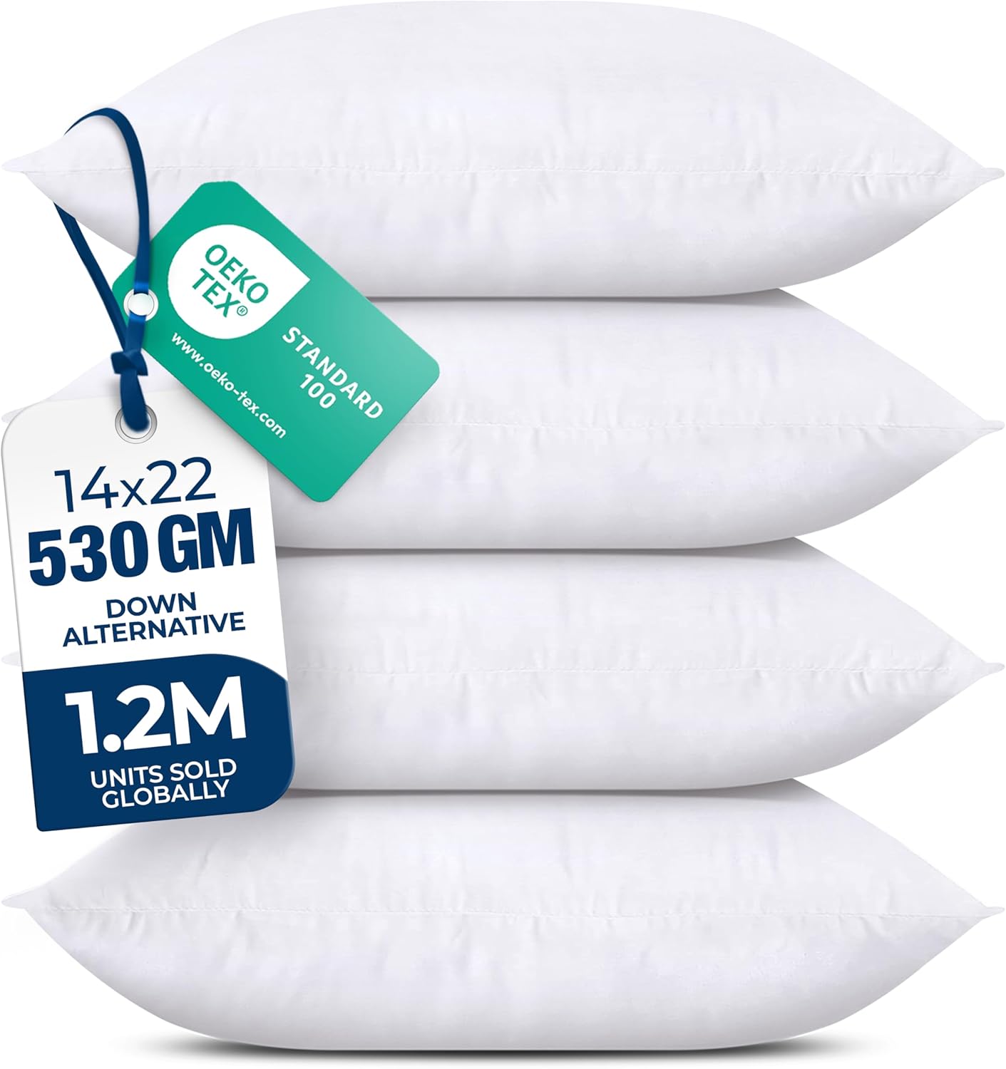 Utopia Bedding Throw Pillows (Set of 4, White) – Down Alternative Pillows for Bed, Sofa, and Couch - Fluffy Decorative Stuffer Pillow for Indoors & Outdoors