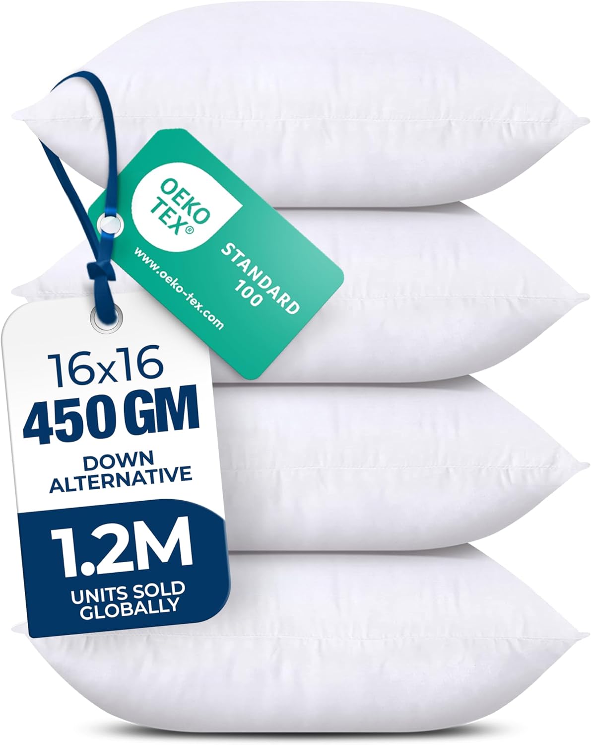 Utopia Bedding Throw Pillows (Set of 4, White) – Down Alternative Pillows for Bed, Sofa, and Couch - Fluffy Decorative Stuffer Pillow for Indoors & Outdoors