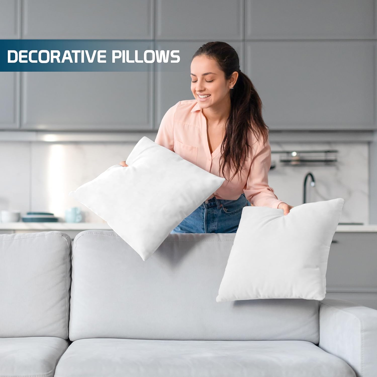 Utopia Bedding Throw Pillows (Set of 4, White) – Down Alternative Pillows for Bed, Sofa, and Couch - Fluffy Decorative Stuffer Pillow for Indoors & Outdoors