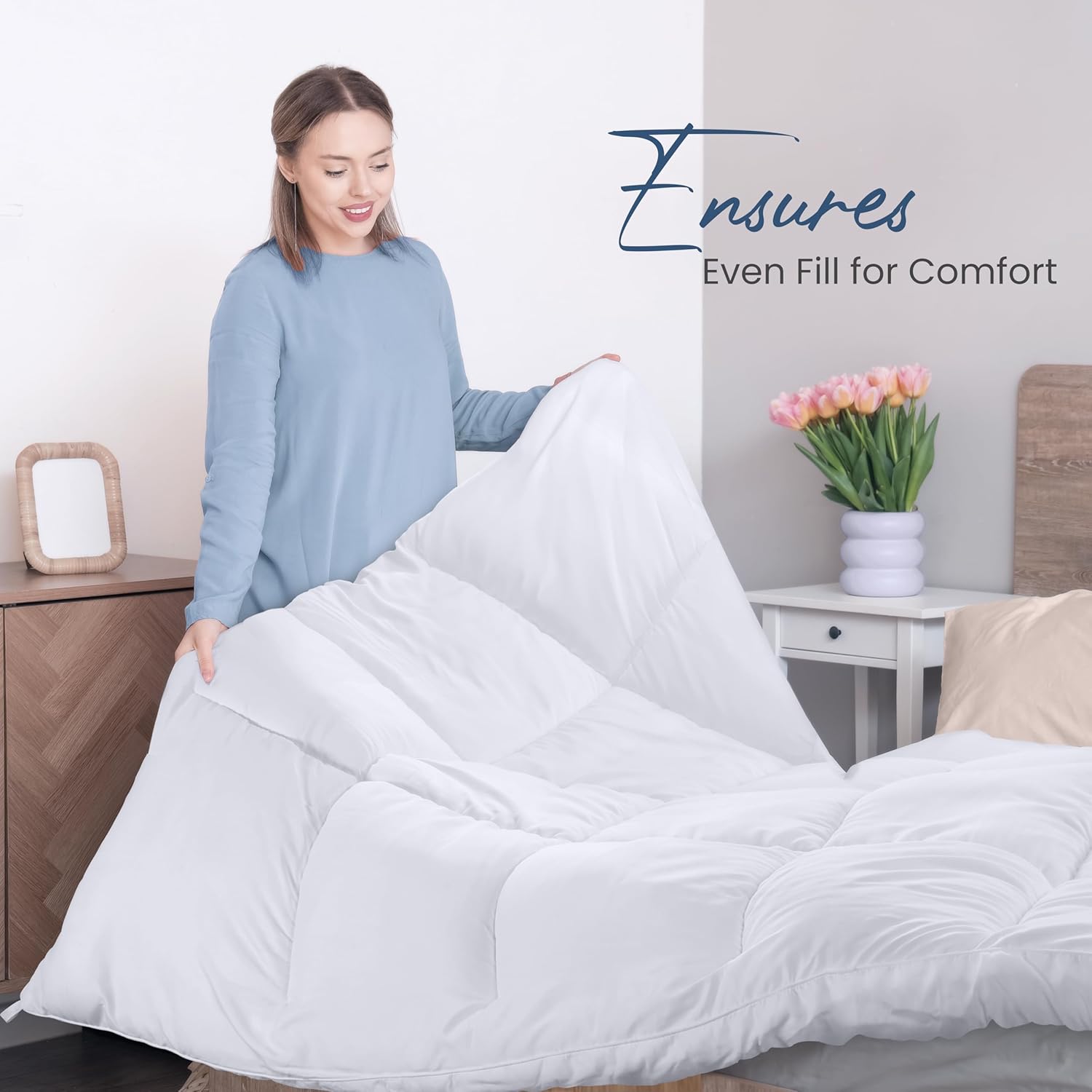 Utopia Bedding Comforters Queen Size, All Season Duvet Insert, Down Alternative Box Stitched Bed Comforter with Corner Tabs, Machine Washable