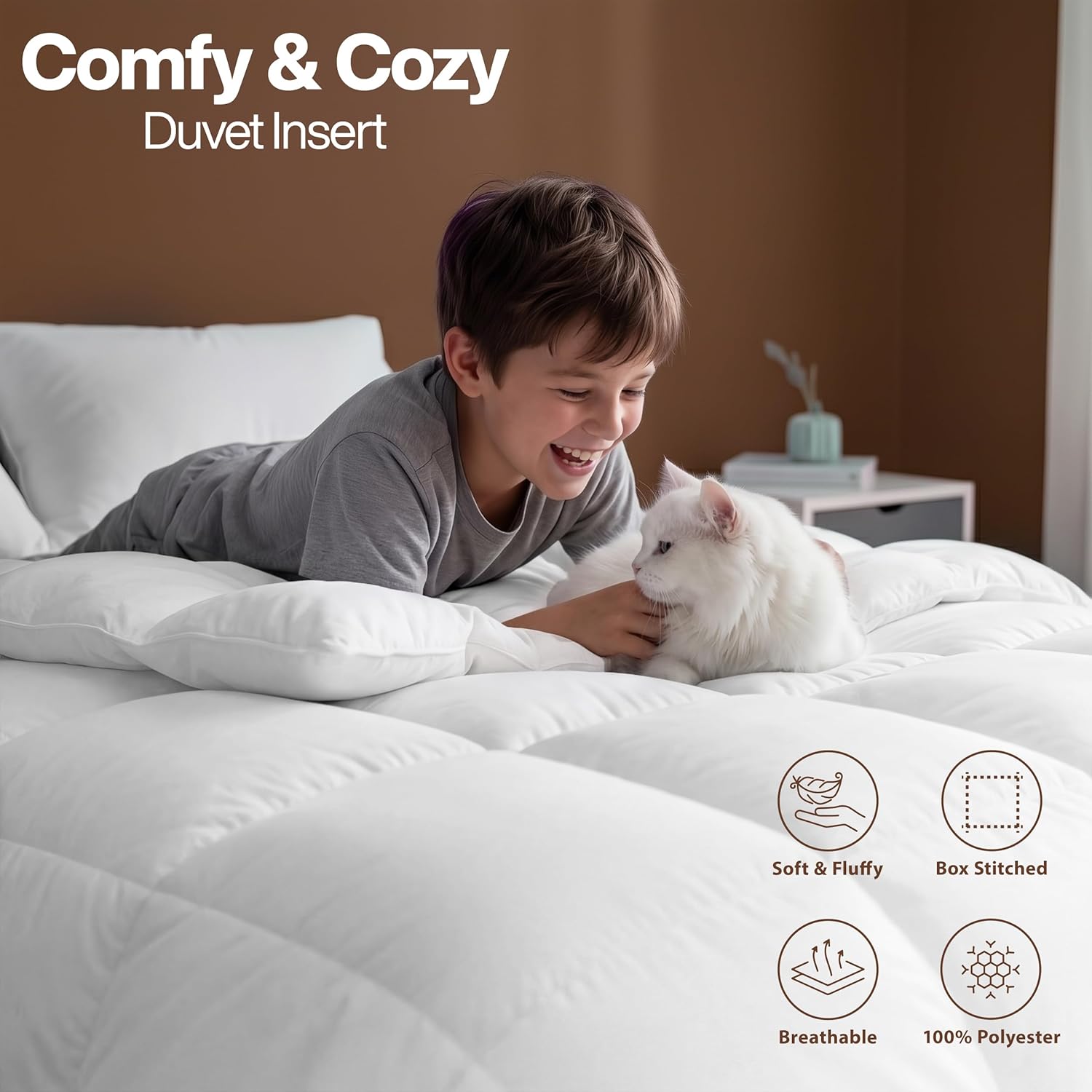 Utopia Bedding Comforter Duvet Insert, Quilted White Comforter with Corner Tabs, Box Stitched Down Alternative Comforters
