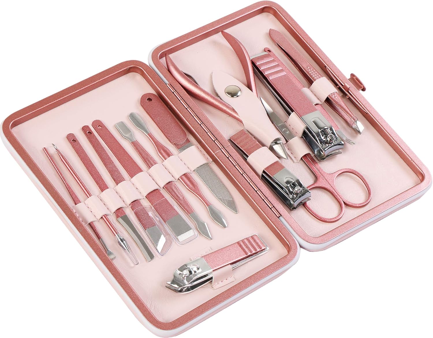 Utopia Care - Manicure Kit for Women and Men, Manicure Set with Nail Clippers or Nail Kit Includes Fingernail & Toenail Clippers,16Pcs Pedicure Kit Stocking Stuffers with Travel Case - Pink