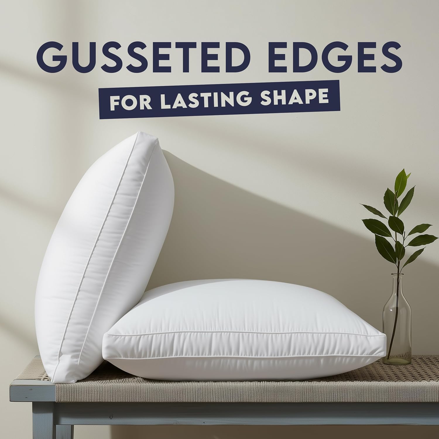 Utopia Bedding Bed Pillows for Sleeping (White), Set of 2, Soft & Fluffy Pillow with Down Alternative Filling, Cooling, Hotel Quality, Gusseted Pillow for Back, Stomach or Side Sleepers