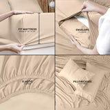 Utopia Bedding Queen Size Sheet Set – 4 Piece Bed Sheets, Soft and Breathable Microfiber, Includes 1 Fitted Sheet, 1 Flat Sheet and 2 Pillowcases – Oeko Tex (Beige)