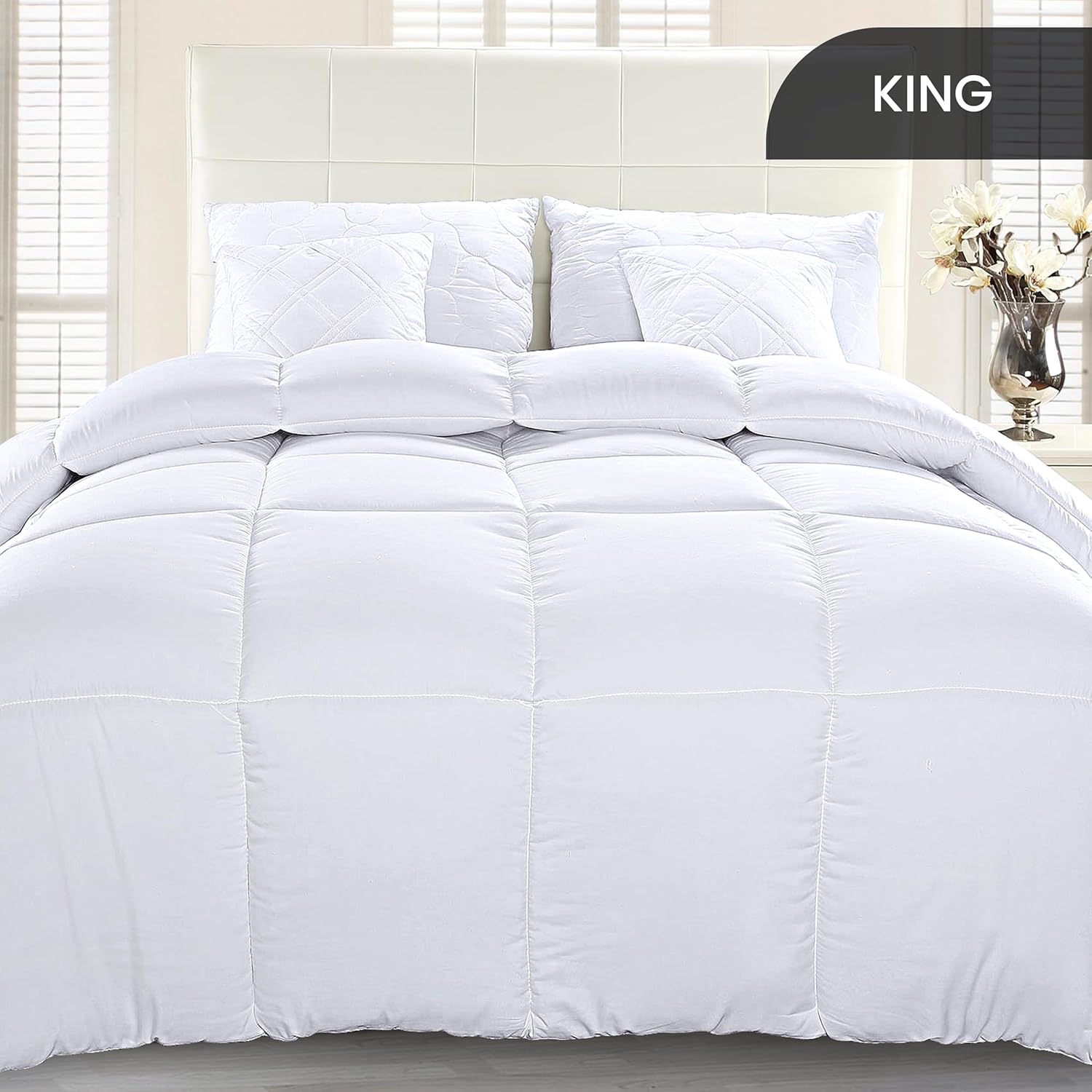 Utopia Bedding Comforter Duvet Insert, Quilted White Comforter with Corner Tabs, Box Stitched Down Alternative Comforters