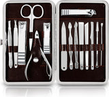 Utopia Care, Manicure Kit for Women and Men, Manicure Set with Nail Clippers, Nail Kit Includes Fingernail, Toenail Clippers,16Pcs Pedicure Kit Stocking Stuffers with Travel Case, Silver