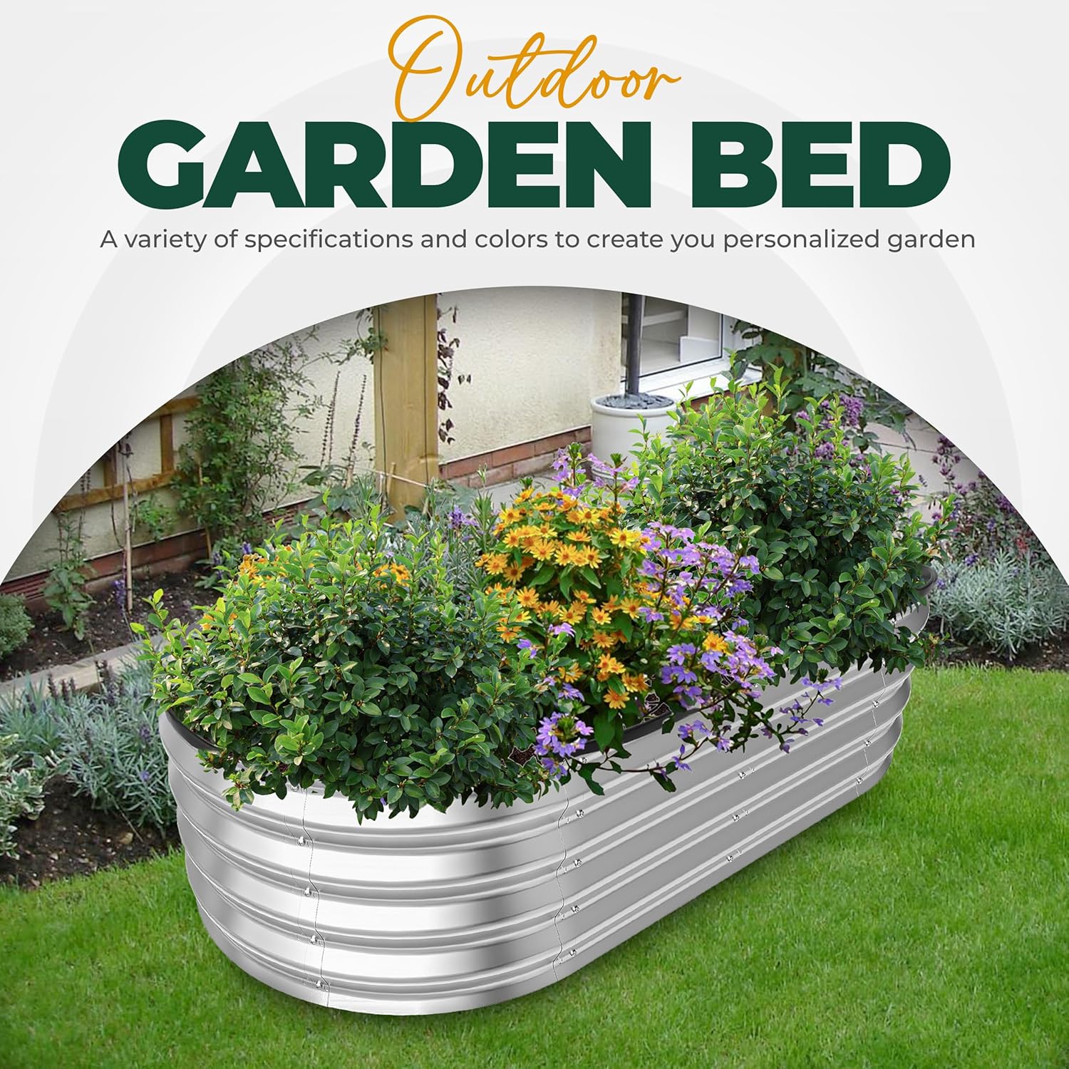 Utopia Home Galvanized Raised Garden Bed, 4x2x1 Ft Lightweight Planter Boxes Outdoor with Easy Assembly, Large Garden Bed for Vegetables, Fruits, Flowers, Silver, Pack of 2