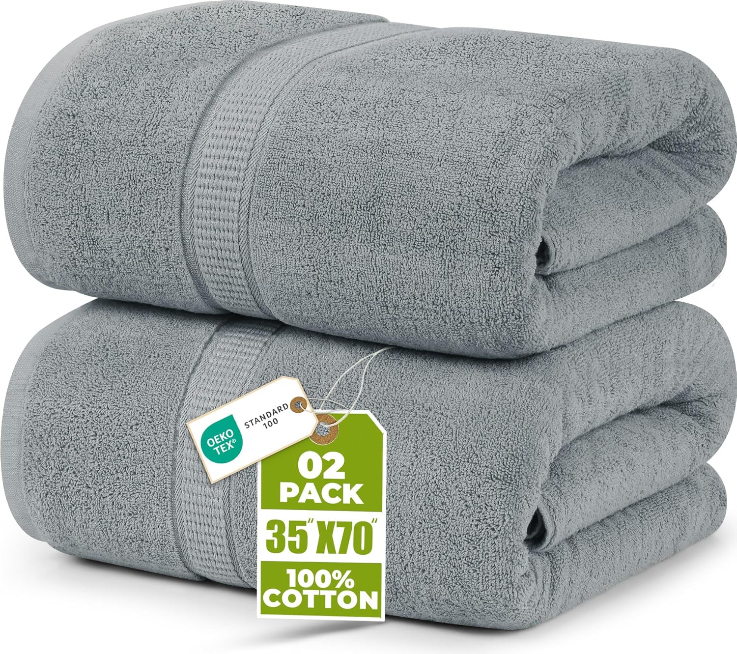 Utopia Towels Jumbo Bath Sheet 2 Piece, 600 GSM, 35 by 70 Inches, 100% Ring Spun Cotton, Absorbent and Quick Dry Extra Large Bath Towel