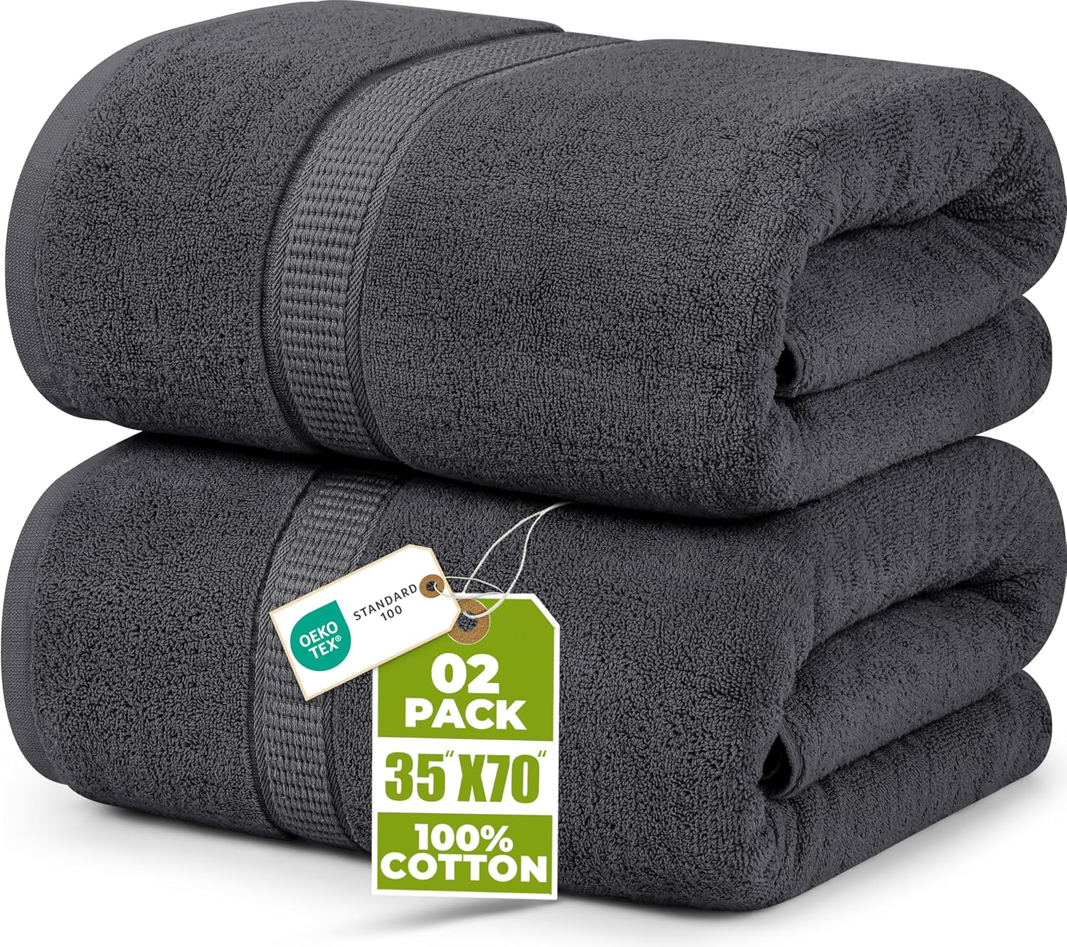 Utopia Towels Jumbo Bath Sheet 2 Piece, 600 GSM, 35 by 70 Inches, 100% Ring Spun Cotton, Absorbent and Quick Dry Extra Large Bath Towel