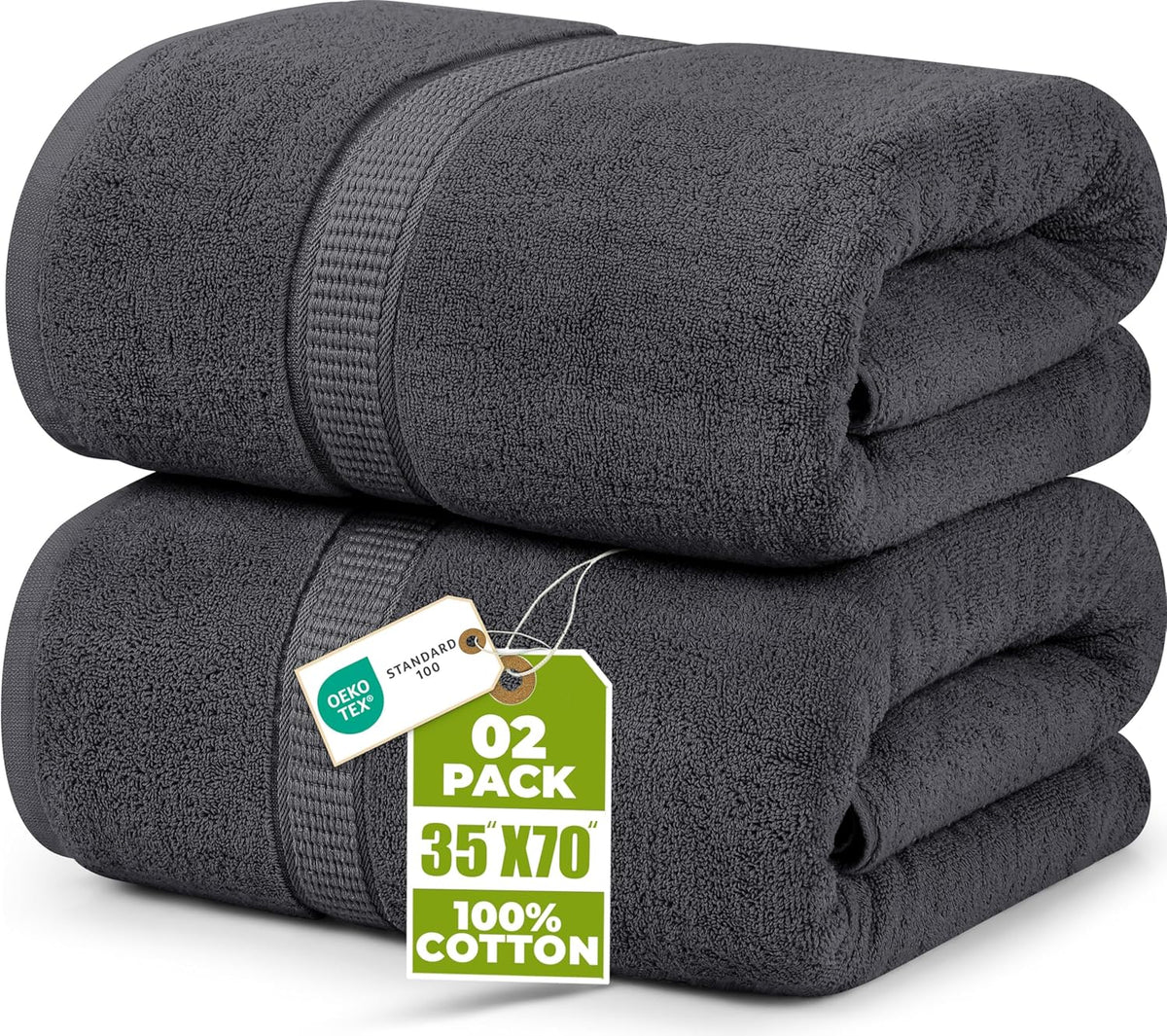 Utopia Towels Jumbo Bath Sheet 2 Piece, 600 GSM, 35 by 70 Inches, 100% Ring Spun Cotton, Absorbent and Quick Dry Extra Large Bath Towel