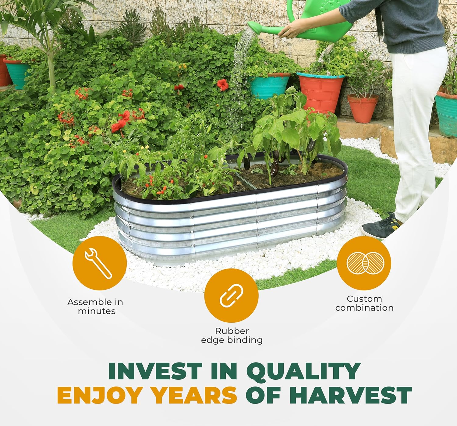 Utopia Home Galvanized Raised Garden Bed, 4x2x1 Ft Lightweight Planter Boxes Outdoor with Easy Assembly, Large Garden Bed for Vegetables, Fruits, Flowers, Silver, Pack of 2