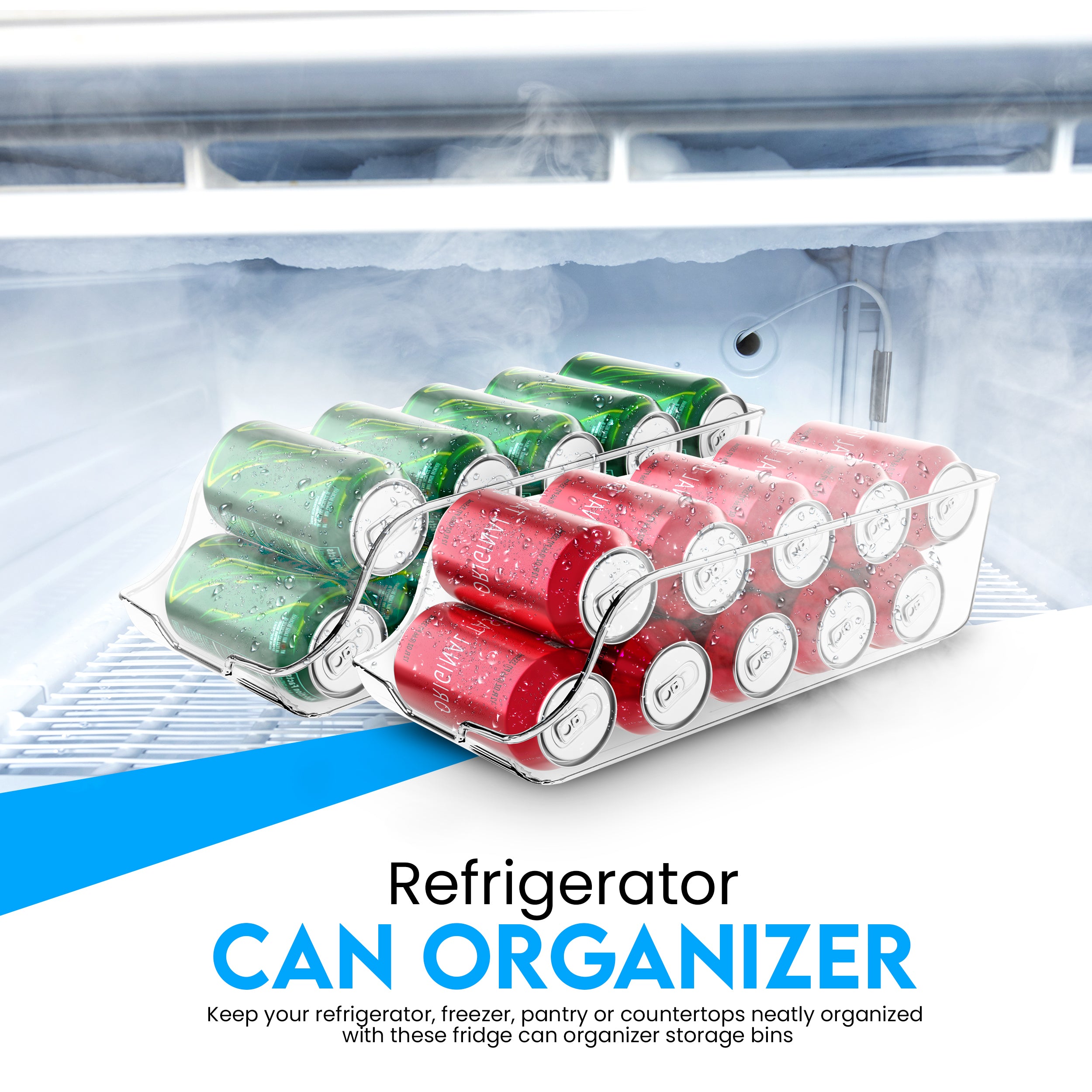 Utopia Kitchen Soda Can Organizer and Dispenser for Refrigerator/Pantry - Durable Can Storage Organizer Fridge & Kitchen Organization - (Clear, Set of 2)
