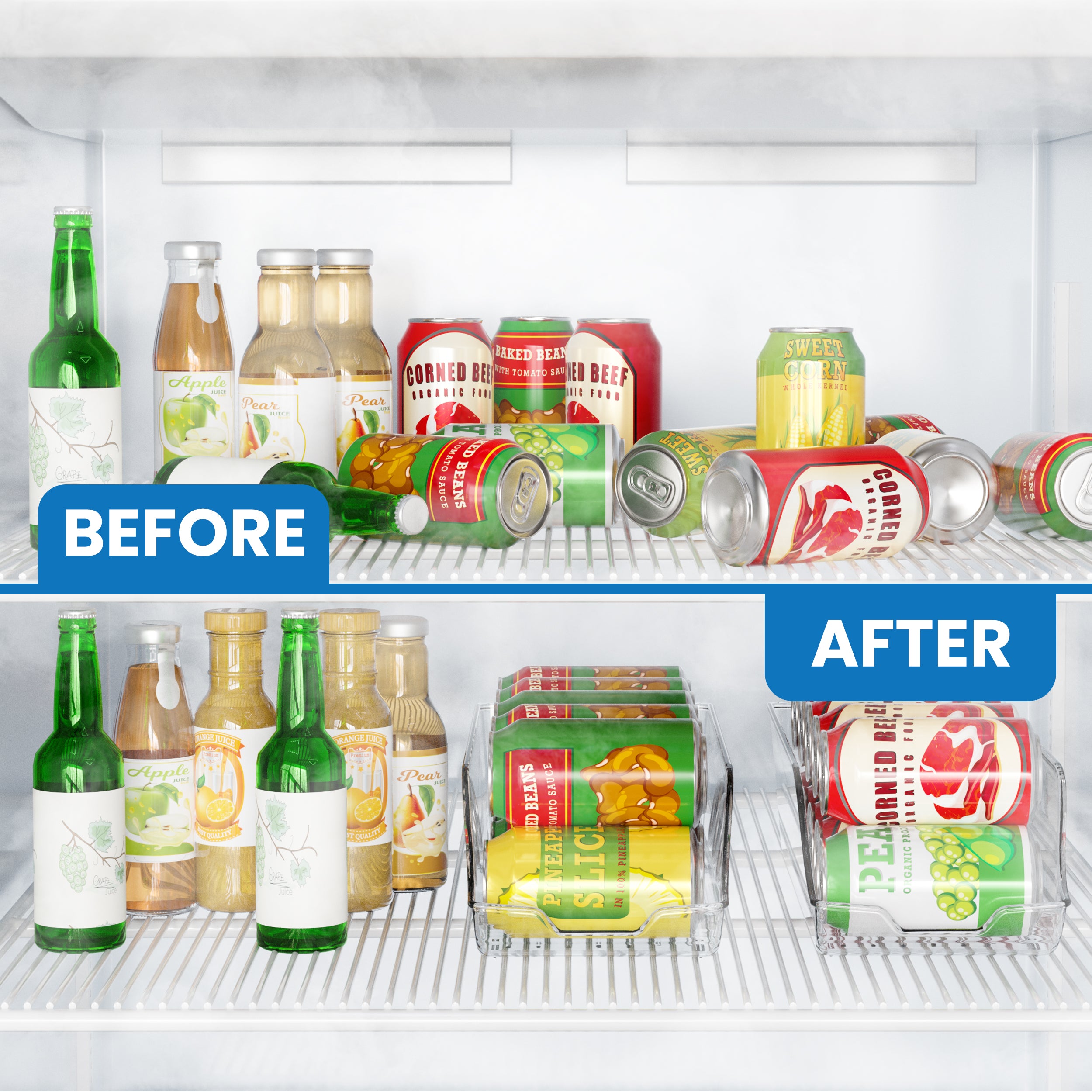 Utopia Kitchen Soda Can Organizer and Dispenser for Refrigerator/Pantry - Durable Can Storage Organizer Fridge & Kitchen Organization - (Clear, Set of 2)