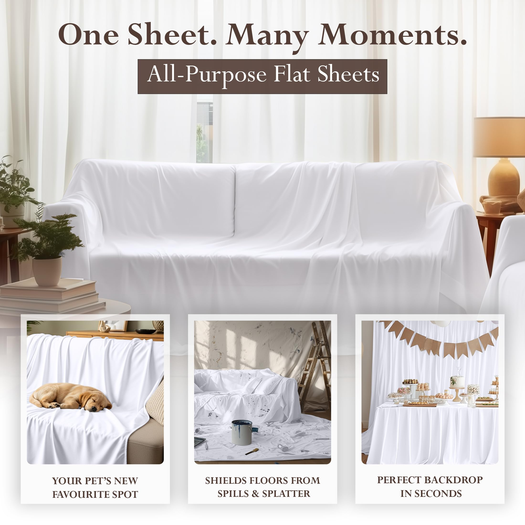 Utopia Bedding Flat Sheets - Pack of 6 - Soft Brushed Microfiber Fabric - Shrinkage & Fade Resistant Top Sheets - Easy Care (Full, White).