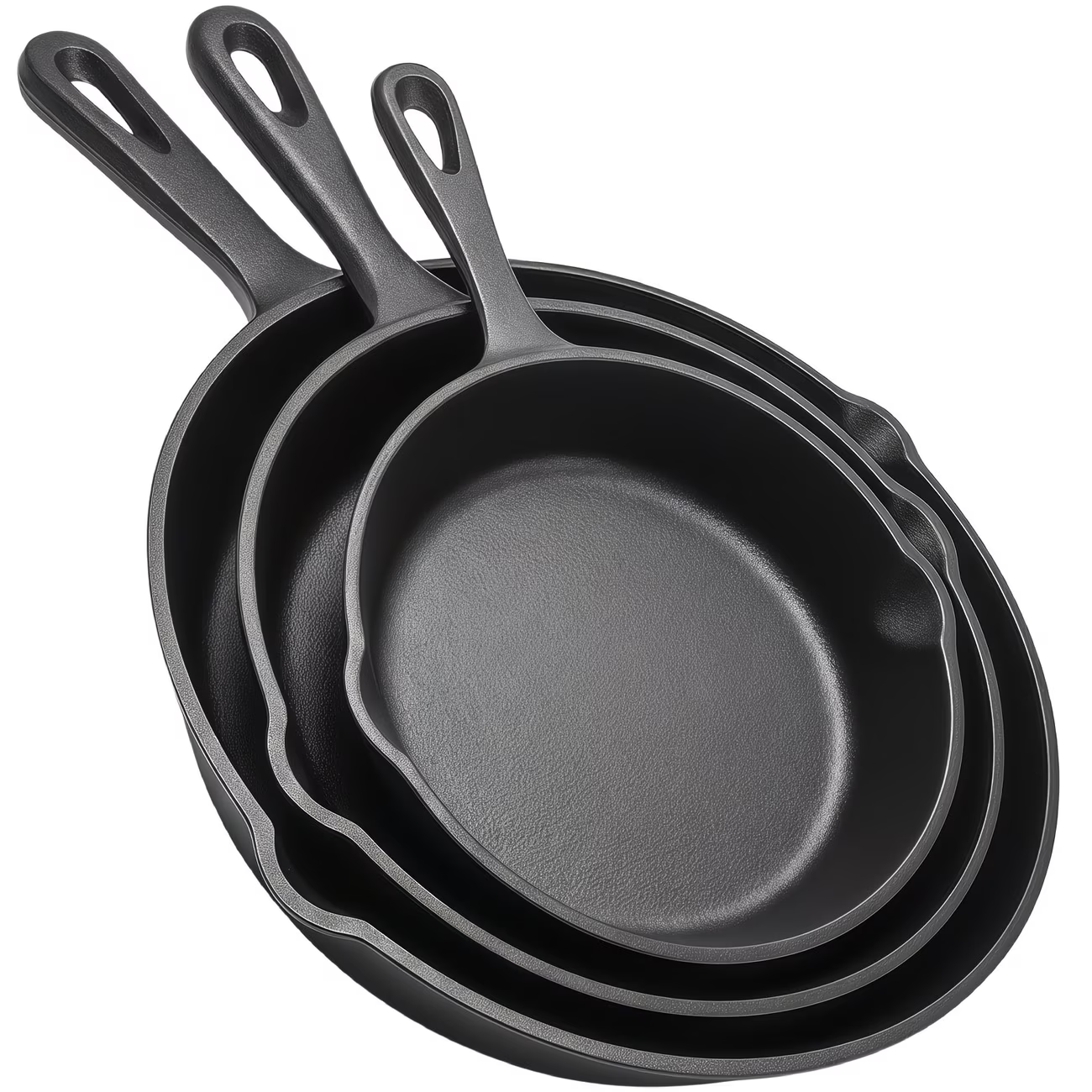 Utopia Kitchen Cast iron Skillets 3 Piece Set, Chefs Pan, Pre Seasoned Cast iron Skillets, 6, 8 & 10 Inches, Easy Use in the Oven, Stove, Grill, or Campfire, Black